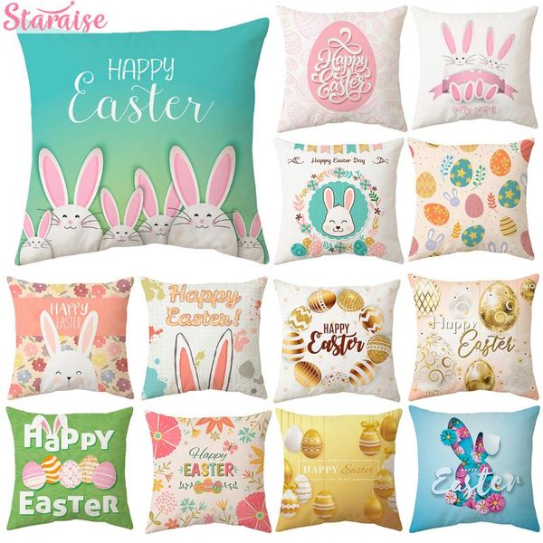 

staraise 45*45cm cushion cover happy easter decorations for home eggs polyester pillowcase decor cushion/decorative pillow