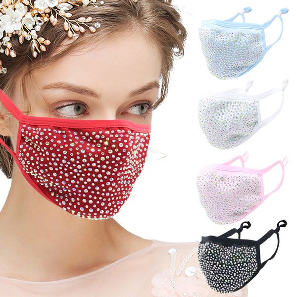 

color fashion water drill mask black washable warm personalized cotton