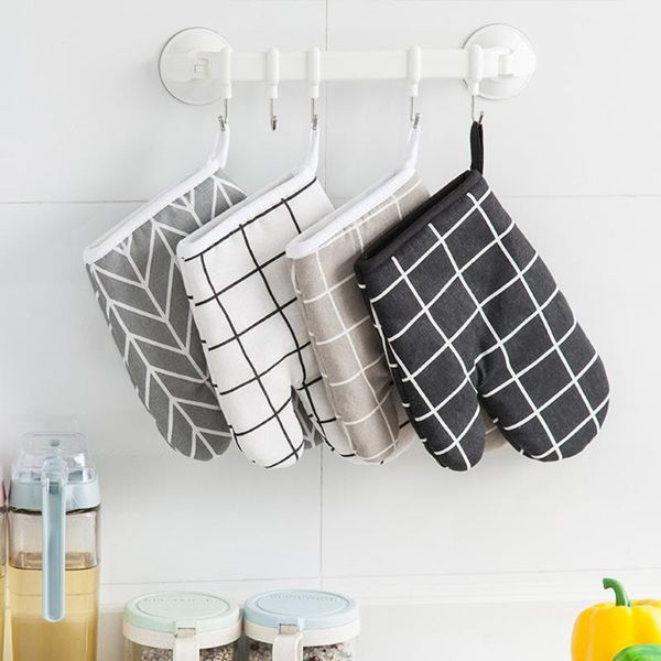 

oven mitts 1pcs simple lattice cotton mitten heatproof thickened gloves kitchen baking microwave