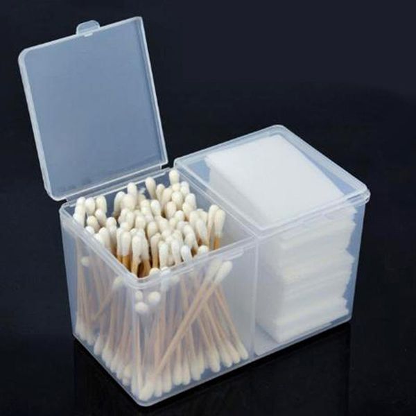

nail art equipment portable storage case twin well empty grids wipe pads cotton swab rods makeup tools container, Silver