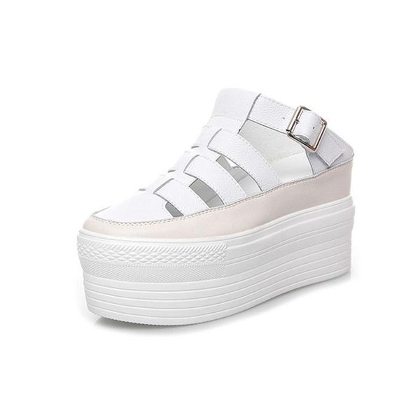 

slippers women's high heels 2021 summer casual leather wedges shoes for woman ladies outside slides shoe, Black