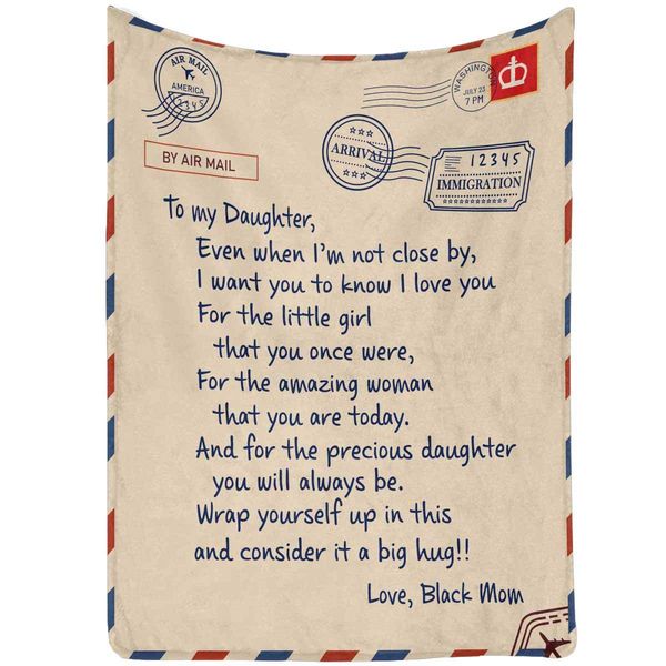 

blanket letter airmail postcard postage stamp envelope to my daughter from love mom, i will always be there to love you couch