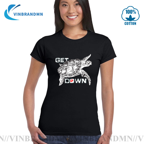 

women's t-shirt 2021 turtle dive t shirts animal shirt scuba diving women diver save the ocean summer funny print get down t-shirts str, White