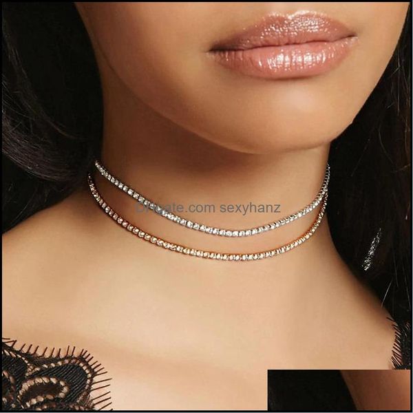 

necklaces & pendants jewelry simple fashion female clavicle pendant mti-layer neck chain crystal charms necklace for women chokers drop deli, Golden;silver