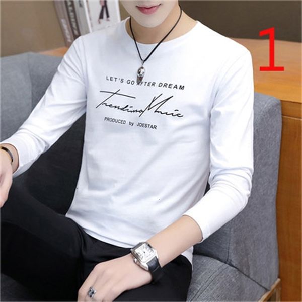 

men's t-shirts autumn long-sleeved t-shirt male korean version of the trend loose bottoming shirt tpdk, White;black