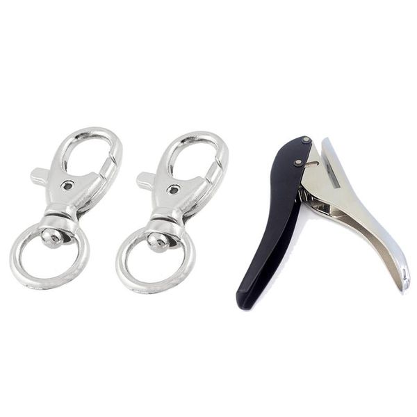 

pcs keychain keyring lobster clasps swivel clips & 1 1/8 inch 3mm round metal silver heavy duty single hole punch hooks rails