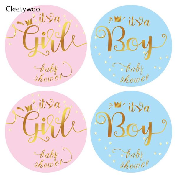 

party decoration 48/60pcs its a boy girl stickers blue pink baby shower sticker mom to be gender reveal babyshower supplies