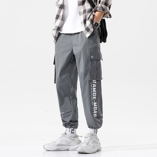 

men's pants hip hop multi-pocket elastic waist harem men streetwear punk casual trousers joggers male fashion harajuku mens pmyt, Black