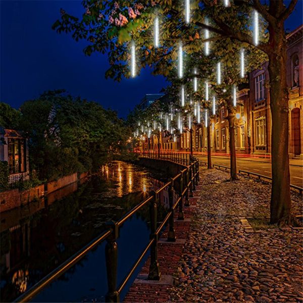 

party decoration outdoor meteor shower waterproof led string lights 20cm eu powered 4 colors copper wire festival wedding