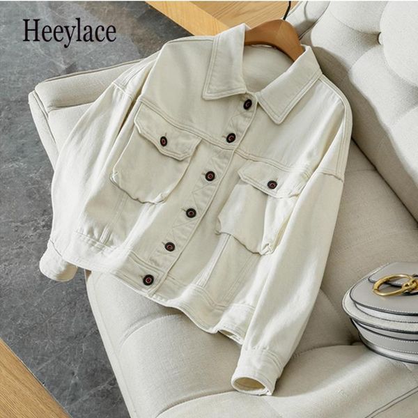 

women's jackets spring autumn 2021 jeans jacket oversized korean style single breasted chic denim coats cowboy outwear, Black;brown