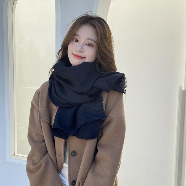 

berets scarf women 2021 japanese and korean sweet imitation cashmere mid-length warm shawl, Blue;gray