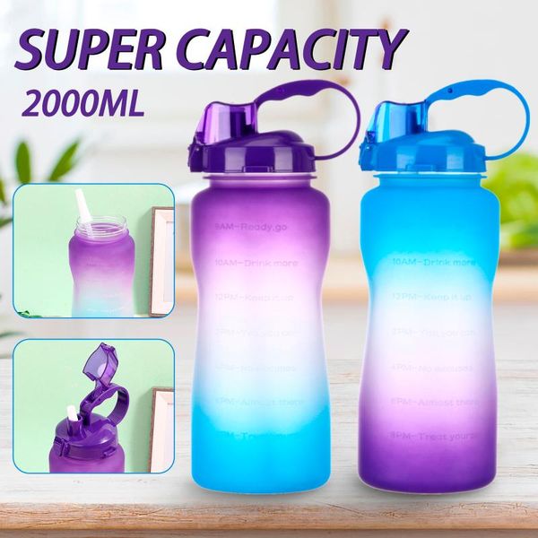 

sports water bottle 2000ml protein shaker outdoor travel portable leakproof hiking camp drinkware my drink bpa free