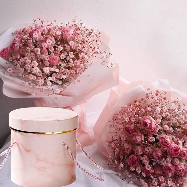 

130*130mm round flower paper boxes lid hug bucket florist gift packaging storage box candy bar party wedding supply wrap