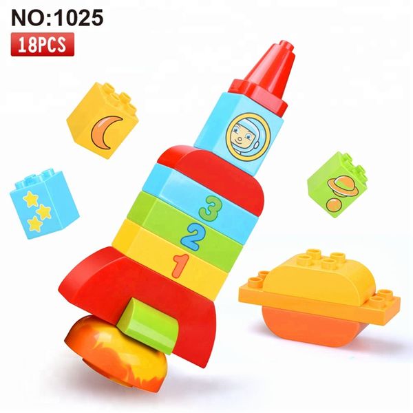 

18pcs Diy Big Size Building Blocks Digital Rocket Educational Toys Bricks Hobbies For Children