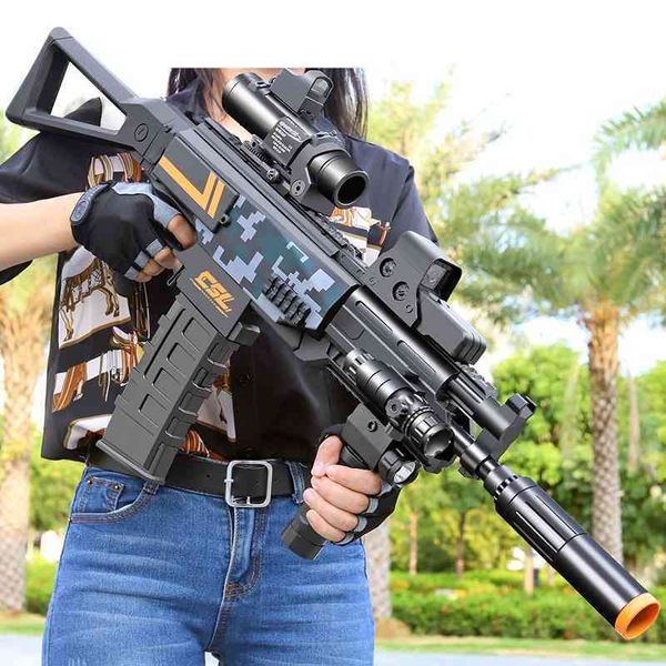 

soft firing electric continuous bullet m416 automatic assault rifle usb charging children's simulation toy gun chicken eating equipment