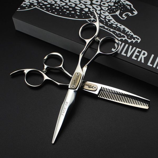 

jaguar 6.0 inch barber hair cutting/thinning scissors 9cr 62hrc hardness silver handle with retail gift case