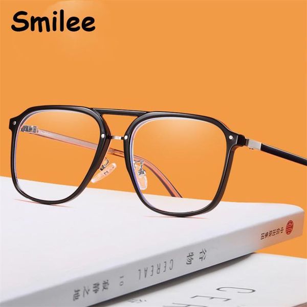 

fashion sunglasses frames men women anti blue light glasses frame vintage double bridge square eyeglasses clear lens oversized spectacles tr, Black