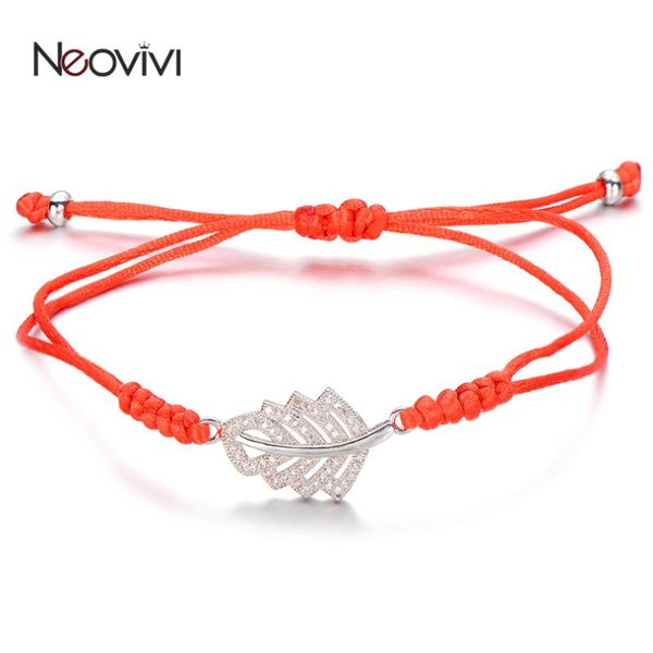 

charm bracelets neovivi leaf bracelet for women handmade string weave colorful rope chain clear cz bead diy jewelry men bangles, Golden;silver