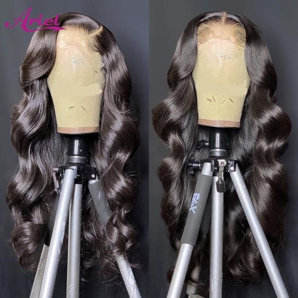 

lace wigs mongolian loose wave wig 13x4 frontal human hair 1b black 150% density hd transparent with baby, Black;brown