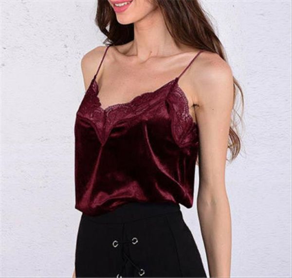 

velvet v neck vest womens camis sleeveless lace shirt casual, White