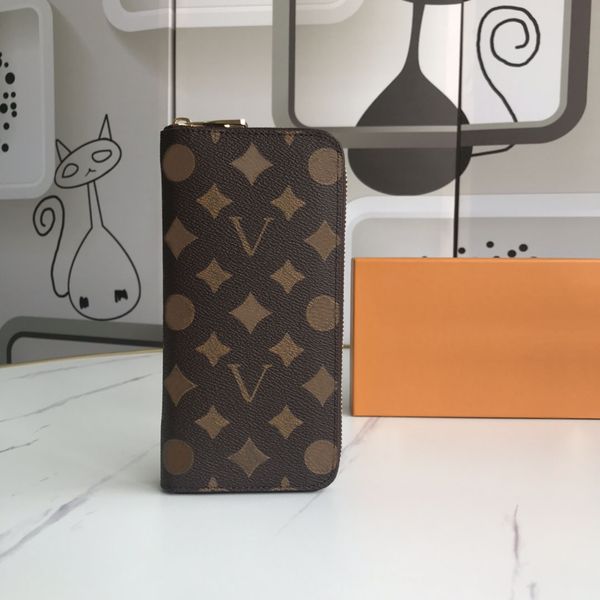 

2021 fashion flowers designer zipper wallets luxurys men women leather bags classic letters coin purse original box checkered card holder m6, Red;black