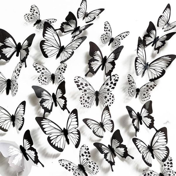 

wall stickers black and white 3d butterfly wedding decoration bedroom living room home decal