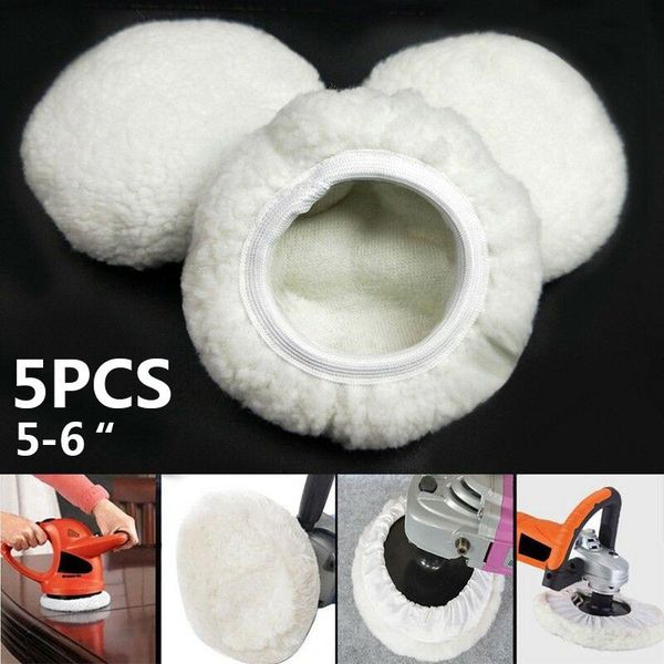 

care products 5pcs 5-6inch polishing bonnet buffer pads set soft wool for boat car polish drill wheel removes scratches