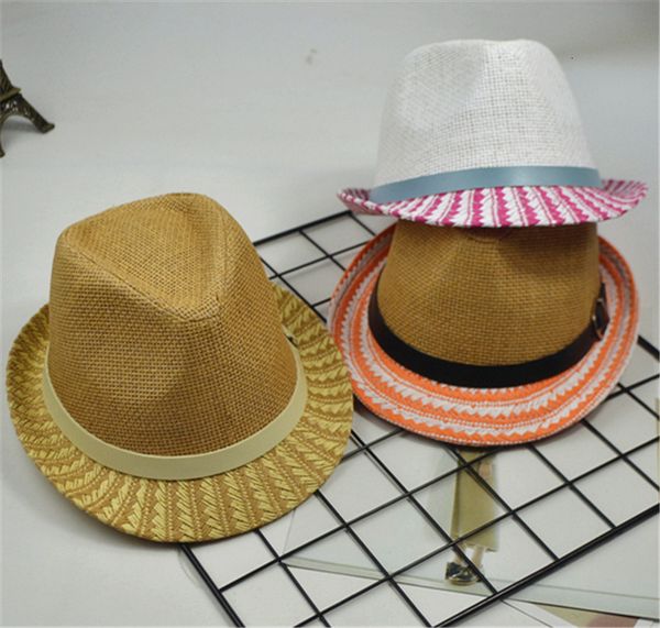 

children's spring summer baby boys girls jazz straw sun hat, Blue;gray