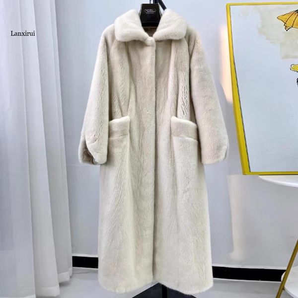 

women's fur & faux women winter jackets coat warm thick loose plush oversize long coats fluffy jacket, Black