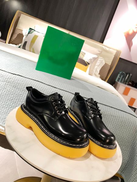 

2021 s slide womens famous shoes leather womens fashion martin formal shoes round head middle heel womens shoess lace up thick, Black