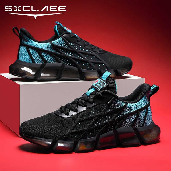 

sxclaee non-leather men casual shoes breathable sweat-absorbent flying knit upper sneakers non-slip wear-resistant sports shoes 211014, Black;white
