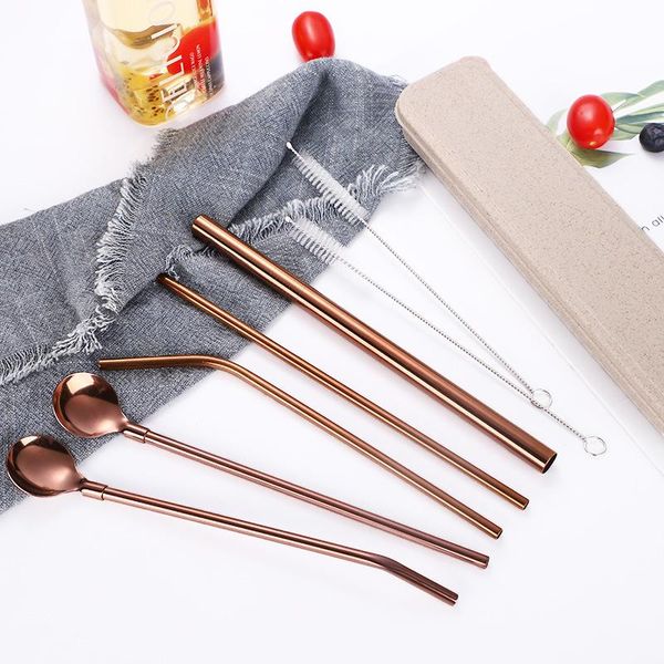 

drinking straws 304 stainless steel straw portable set tableware creative household environmental protection spoon