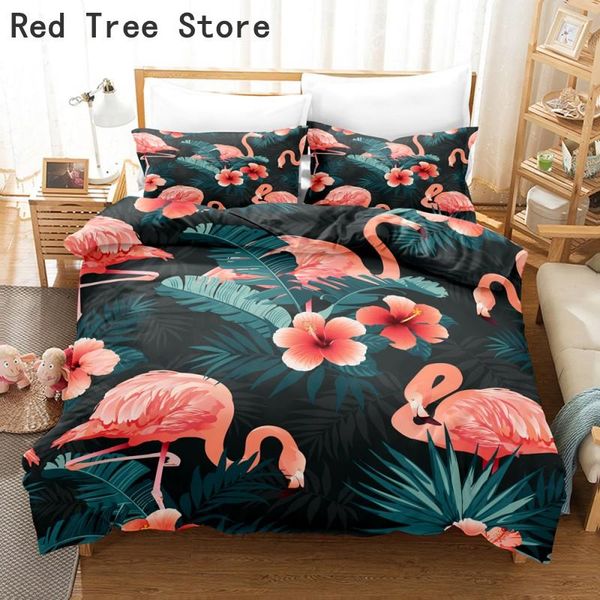 

bedding sets 3d animal design flamingo printed set single double  king size duvet cover with 1/2pc pillowcase home textile decor