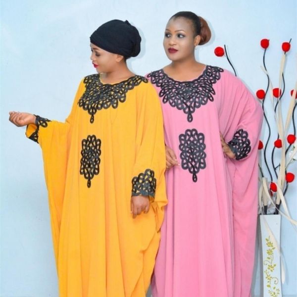 Новый стиль африканских женщин Дашики мода шифон материал с внутренним супер свободным длинным платьем один размер бюст 220см длина 152см 210408