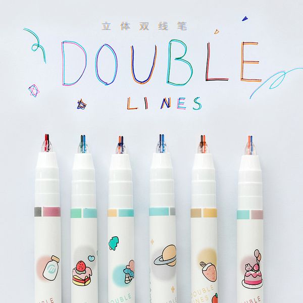 

pen dora two line three dimensional color water students mark diy double head fluorescent hand account with notes