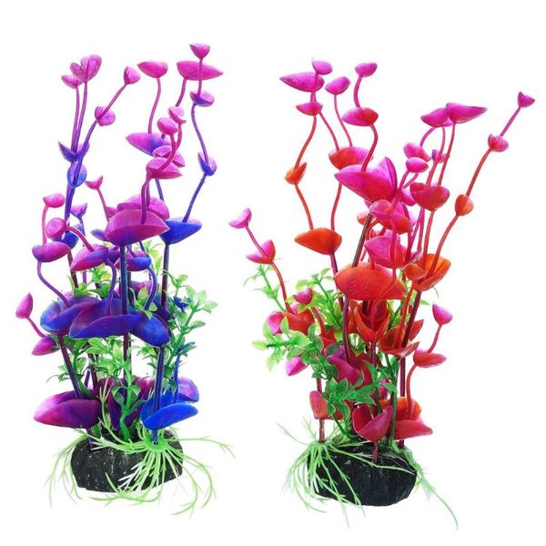 

2pcs artificial aquarium plant for fish tank decoration (purple & red) decorations