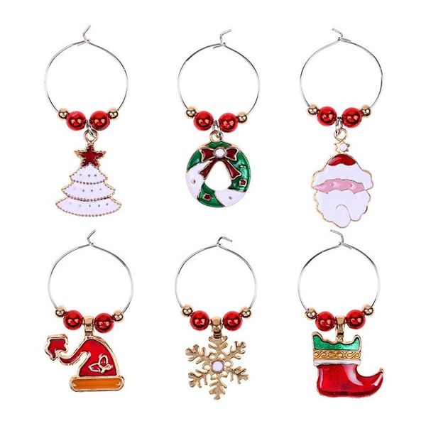 

christmas decorations 6pcs/set cup ring wine glass decoration year for home party