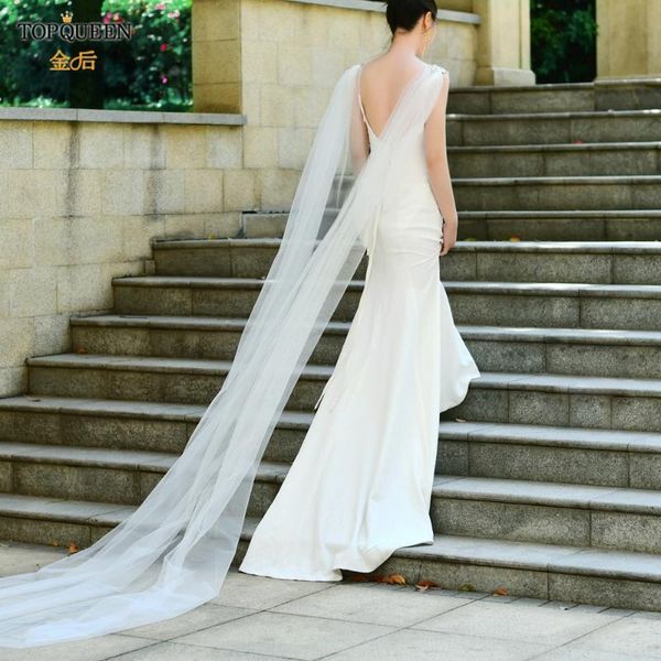 

wraps & jackets ueen g19 long train shawls women' capes for wedding party 3 m rhinestone chiffon bridal formal, White