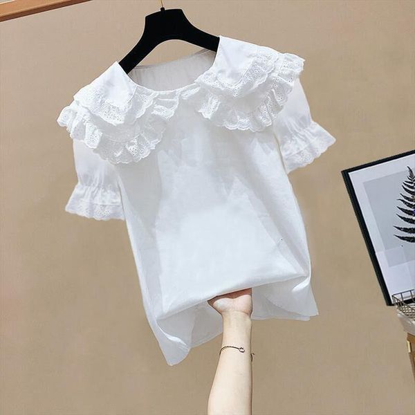 

lace peter pan collar women blouses autumn winter white blusas ropa de mujer