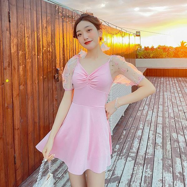 

one-piece suits 2021 korean one piece swimsuit women slimming swimwear classic swimming suit summer beach bathing swimskirt