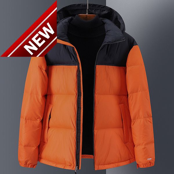 

white duck down winter jacket for men and women with men's hood can be concealed hat coat thickened leisure warmth, Black