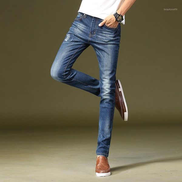 

arrivals men's fashion straight jeans distressed denim pants winter ripped trousers, Blue