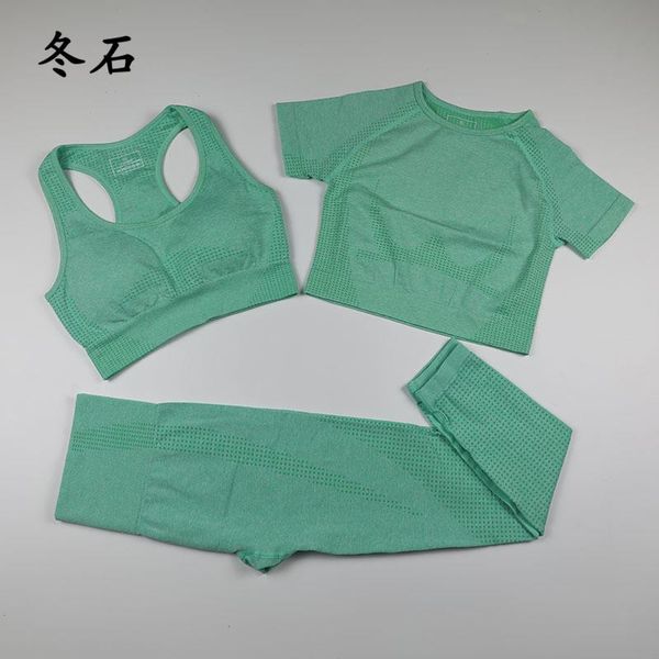 

yoga outfits workout clothes women sports bra+short sleeve crop shirts+ 3 piece wear gym clothing set, White;red