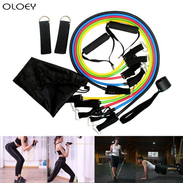 

11pcs/set exercise resistance bands set stretch workout band yoga fitness rubber loop tube with bag home gym