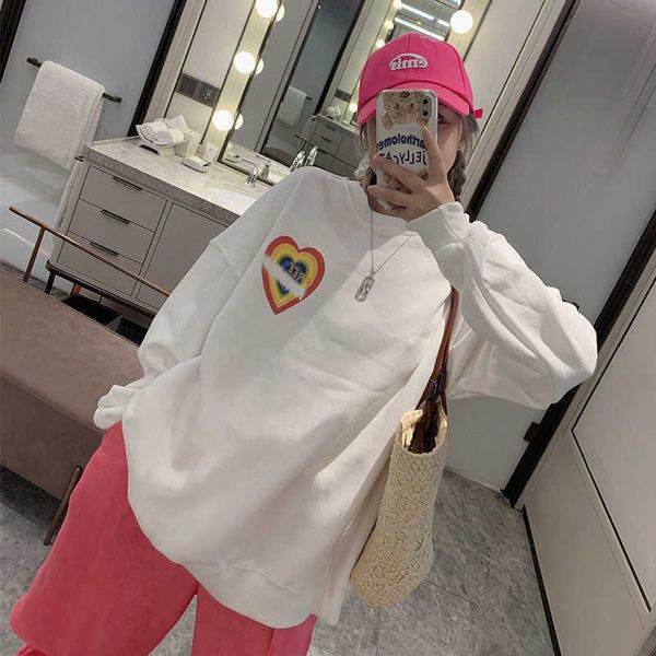 

2021 autumn and winter network red tide brand the same correct version fried street cool colorful big love loose sweater, Black