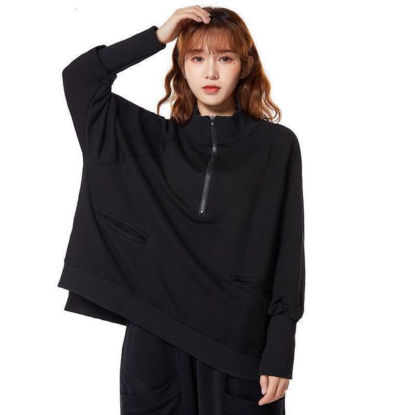 

spring hooded star loose women's sweater, Black