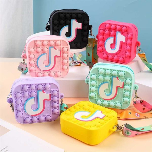 

tiktok musical note push fidget toys purses bag backpack sensory poppet push bubble poppers crossbody messenger shoulder bags school pack bo, White