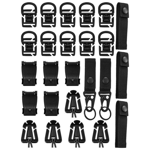 

cords, slings and webbing 25 pcs for molle attachments set,webbing key ring d-ring hook hook-n-loop keychain strap backpack parts