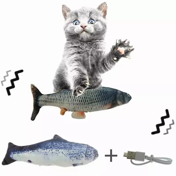 

cat toys 1pc wagging catnip toy 28cm moving fish electric dancing floppy cats toyusb charging simulation pet