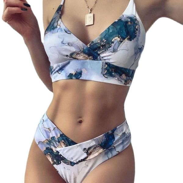 

bikini 2021 women's swimsuit print sport bandeau push up bikinis high waisted swimwear woman clothes beach wear 2 piece, White;black